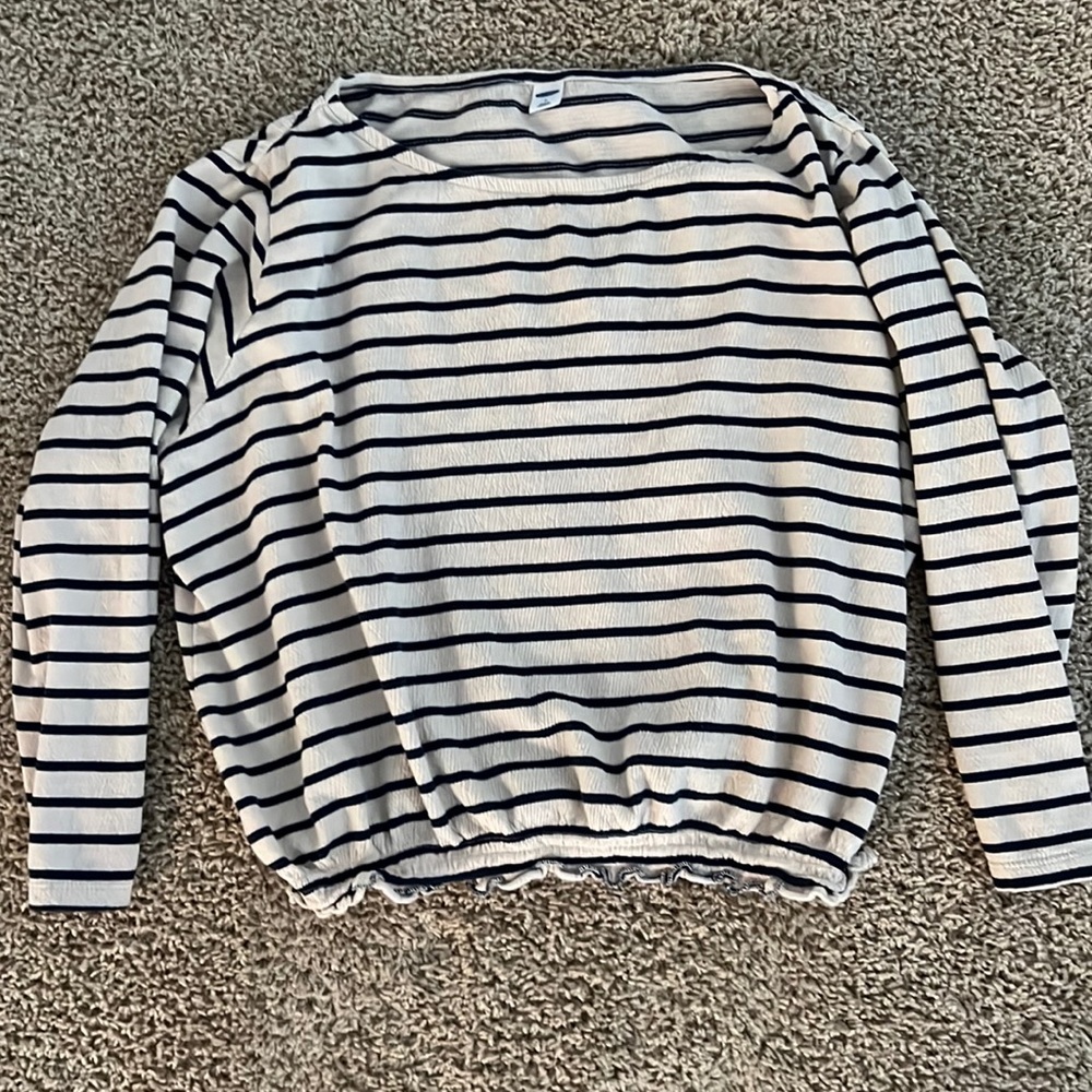 Navy & White Striped Blouse